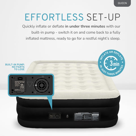 Air Tuff built-in pump enables quick, effortless inflation