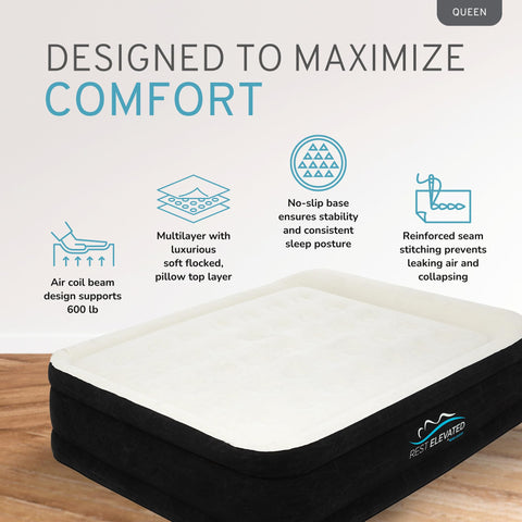 Air Tuff double-height raised bed invites generous sleeping space