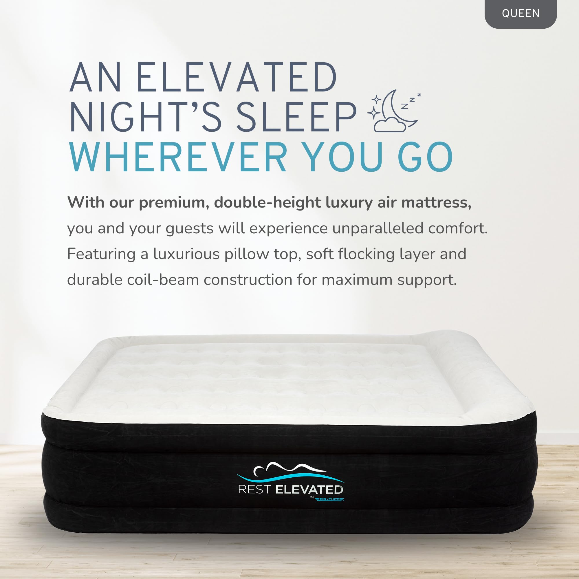 Air Tuff no-slip base keeps the bed stable on various floors