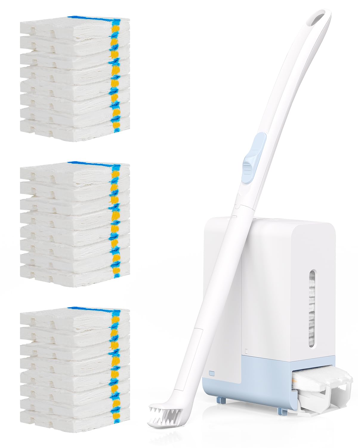 Air U+ disposable toilet brush wand for quick scrubbing and flushable disposal.