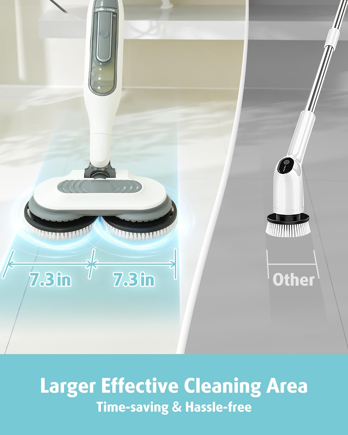 AIR U+ five-times-cleaning-power pad in action on dirty floors.