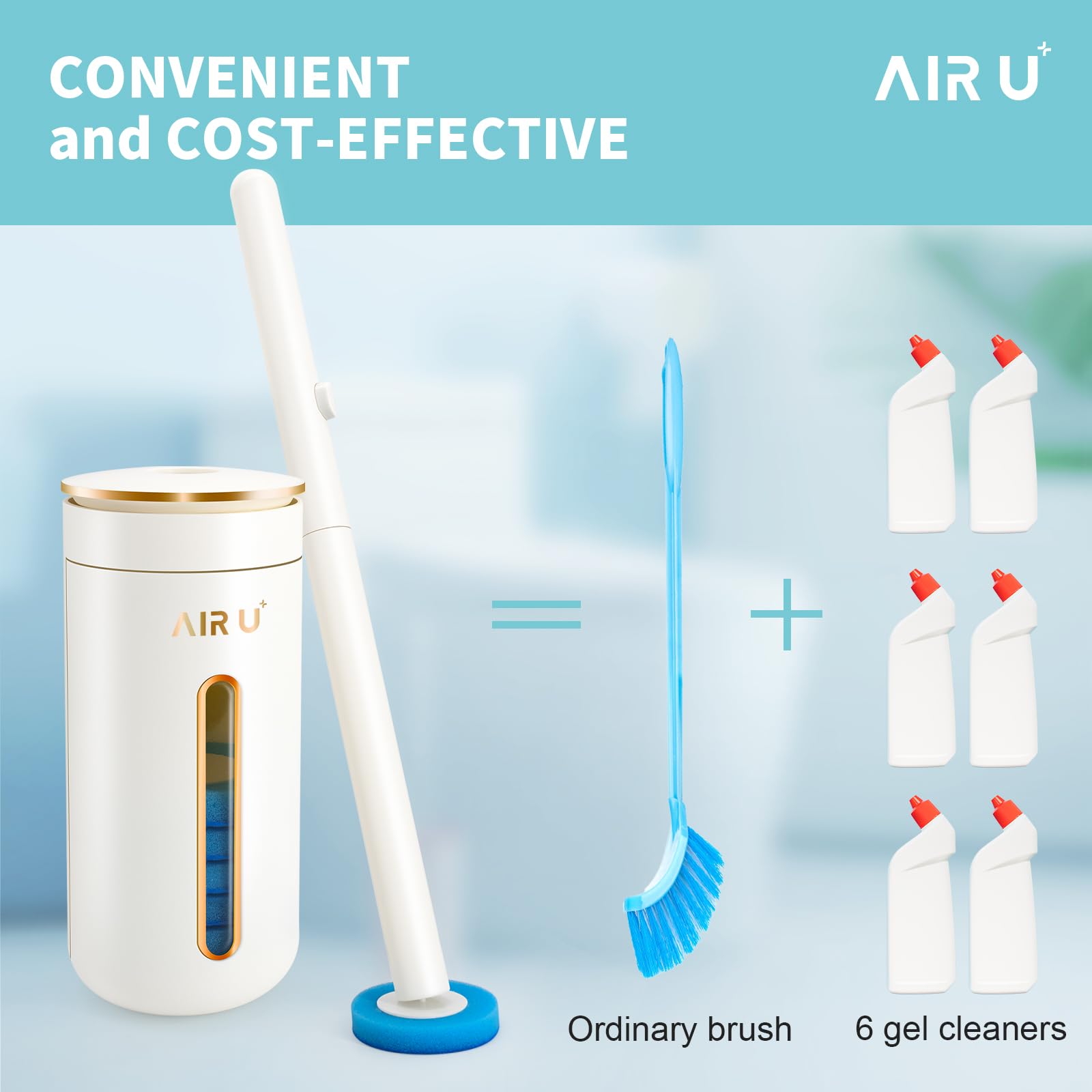 AIR U+ multi-surface cleaning on tub, sink, and tiles.