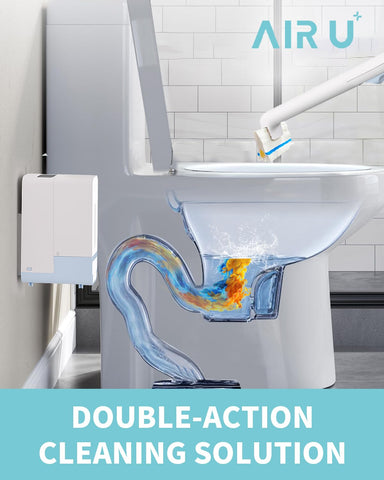 Air U+ wall-mounted caddy with clear window shows remaining refills.