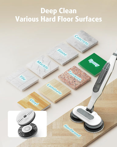 AIR U+ pads work on tile, vinyl, hardwood, and other sealed surfaces.