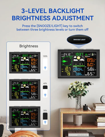 AIRAIN TECH barometer shows atmospheric pressure trends for planning.