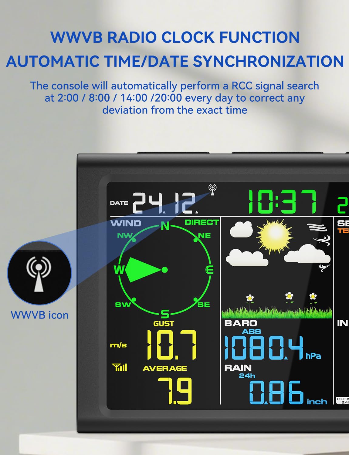AIRAIN TECH indoor outdoor temperature and humidity readings at a glance.
