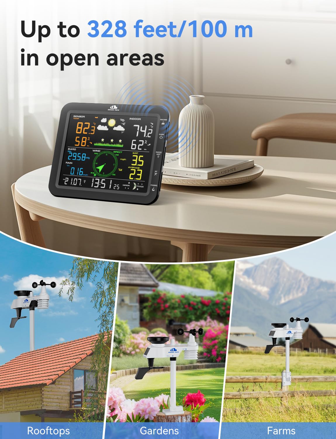 Airain Tech moon phase display for gardening and evening planning