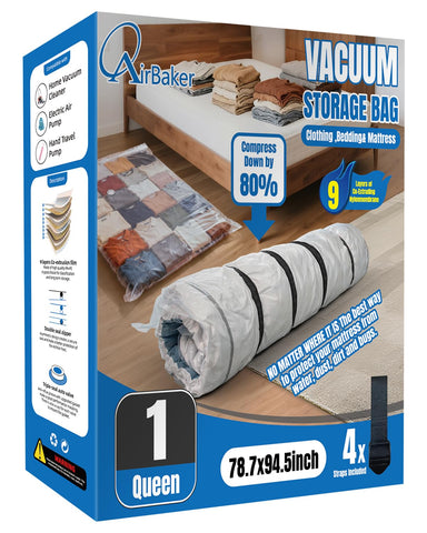 AirBaker mattress vacuum bag with zipper seal for secure moving storage.
