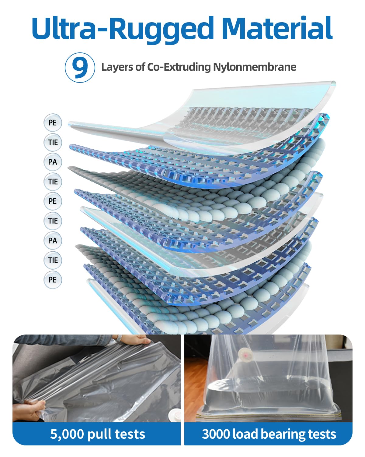 AirBaker double-seal bag protects clothes from dust with secure closure.