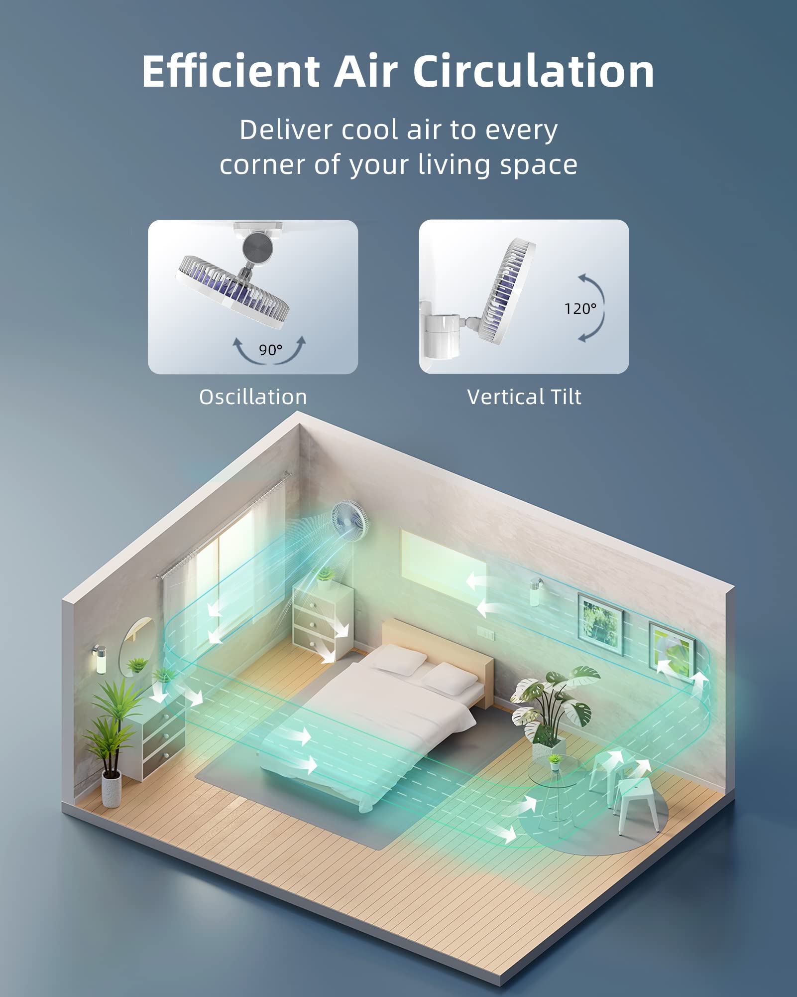 Airbition 4-speed settings let you tailor breeze intensity for hot days.