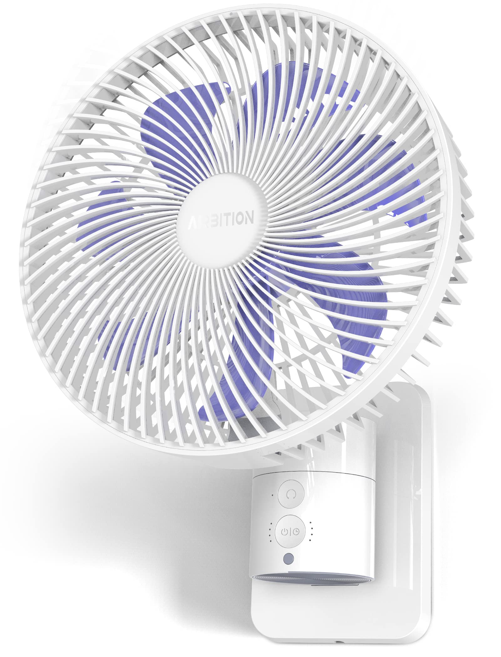 Airbition 8-inch wall mount fan with remote for quick cooling in bedrooms and offices.
