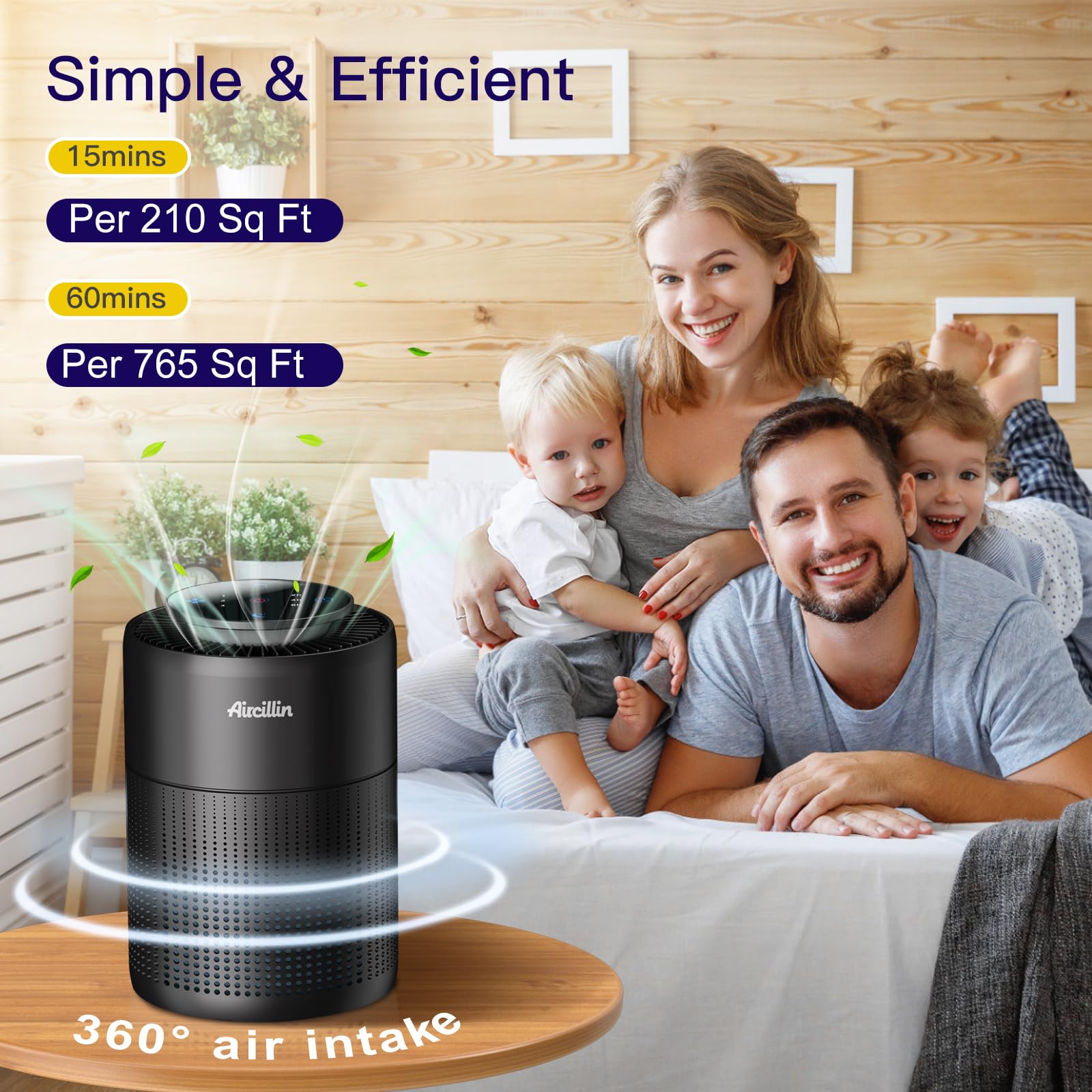 Aircillin 2-Pack purifier with 3-speed settings in operation for efficient filtration.
