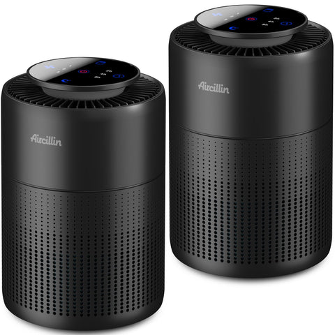 Aircillin 2-Pack purifier front view showing compact design for small spaces.