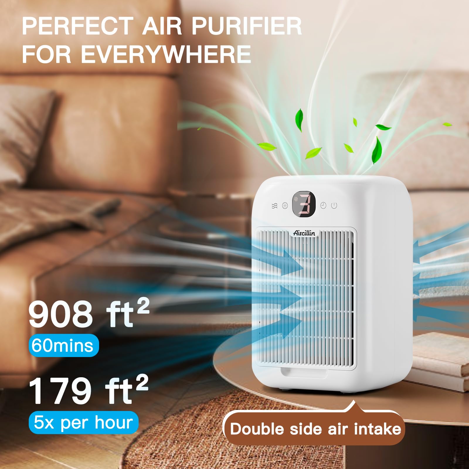 Compact Aircillin purifier dimensions for home use
