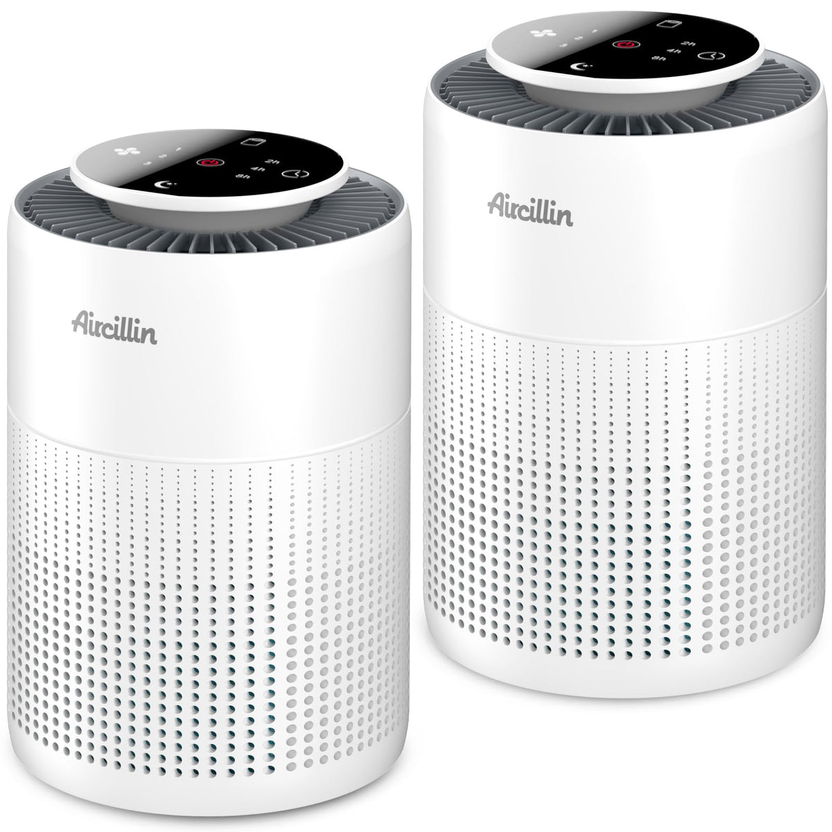 Aircillin two-pack front view showing compact purifiers for clean air at home.