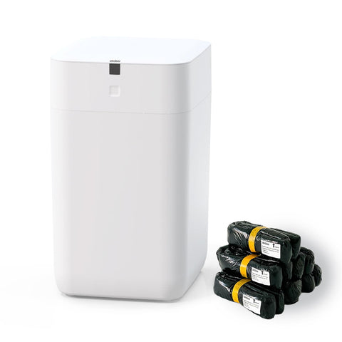 Airdeer automatic trash can front view showing compact 4-gallon design for kitchen use