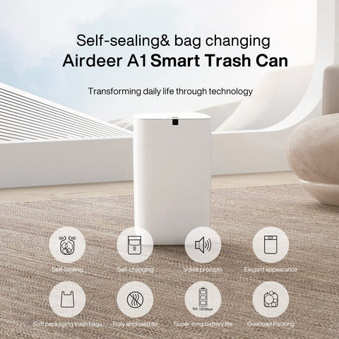 Airdeer automatic trash can lid opening demonstrates touchless disposal in action