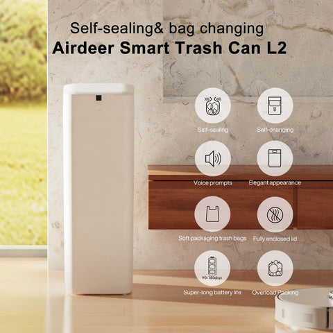 Airdeer L2 automatic bag replacement demonstrates effortless liner changes after sealing.