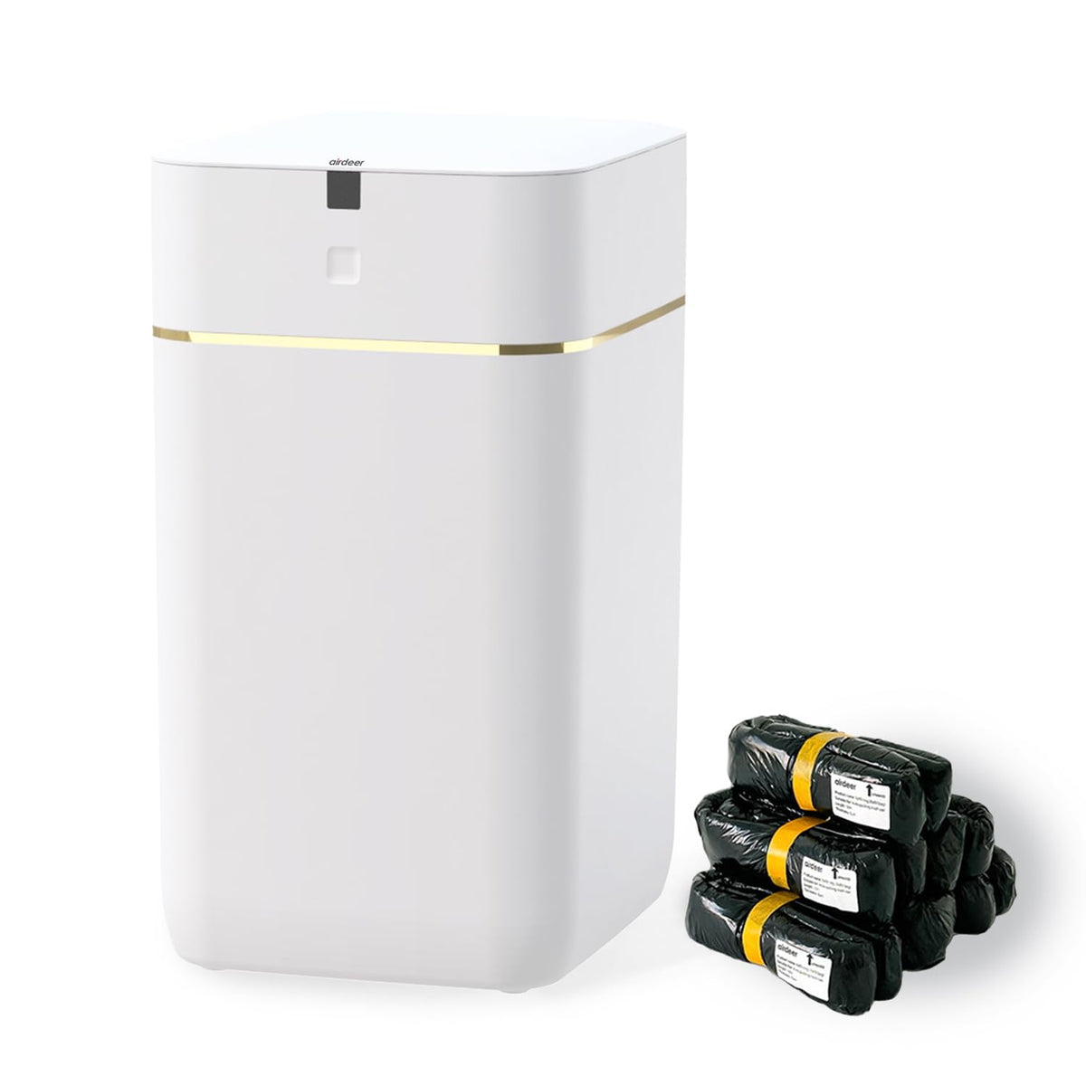 Airdeer smart trash can lid opening for hands-free disposal.