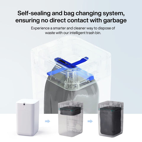 Airdeer smart trash can self-sealing bag keeps waste contained and odors minimized.