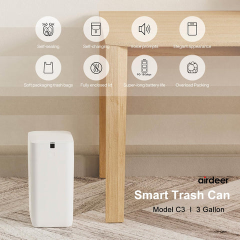 Airdeer touchless lid opening enables hands-free disposal and reduced cross-contamination.