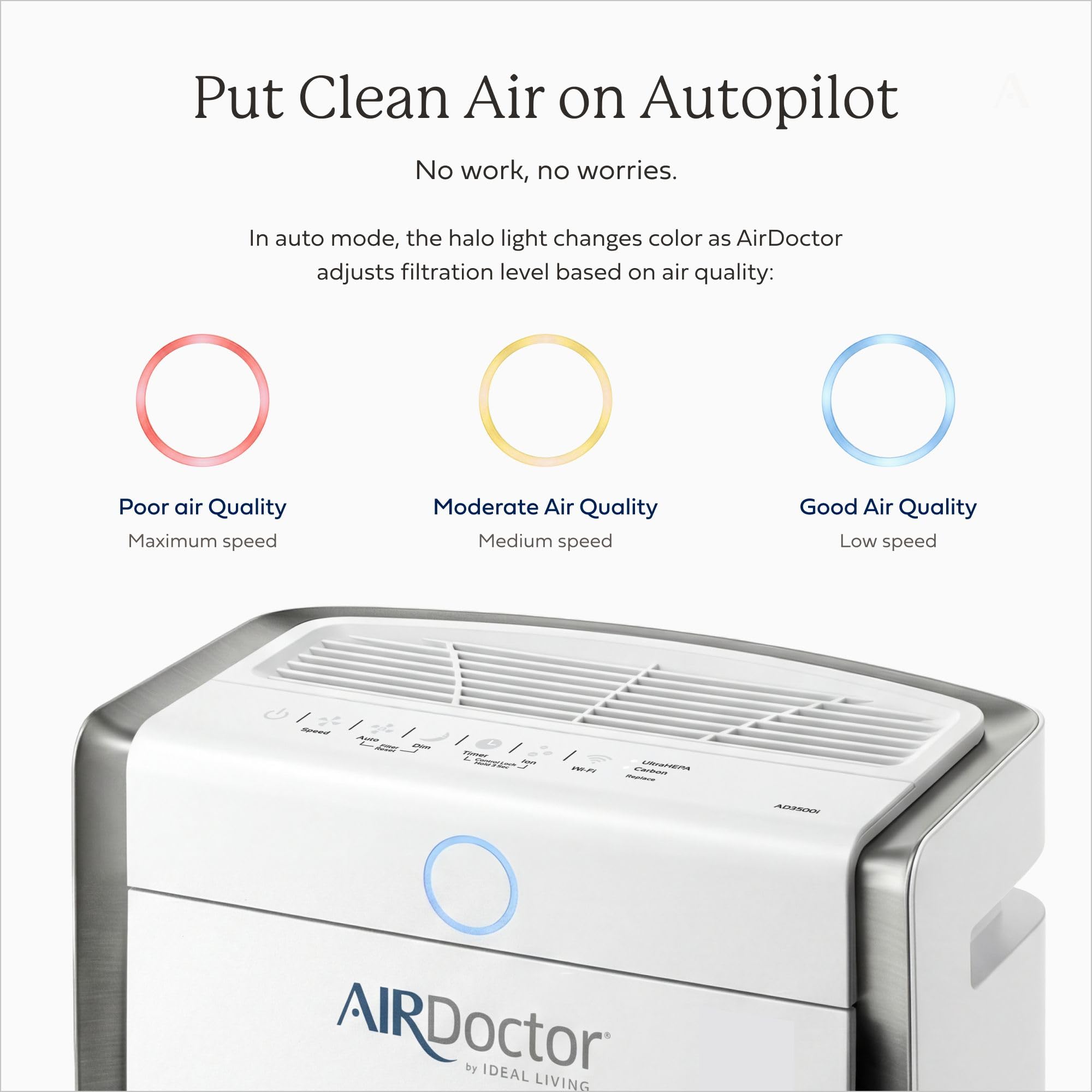 Halo PM2.5 sensors provide real-time air quality feedback.