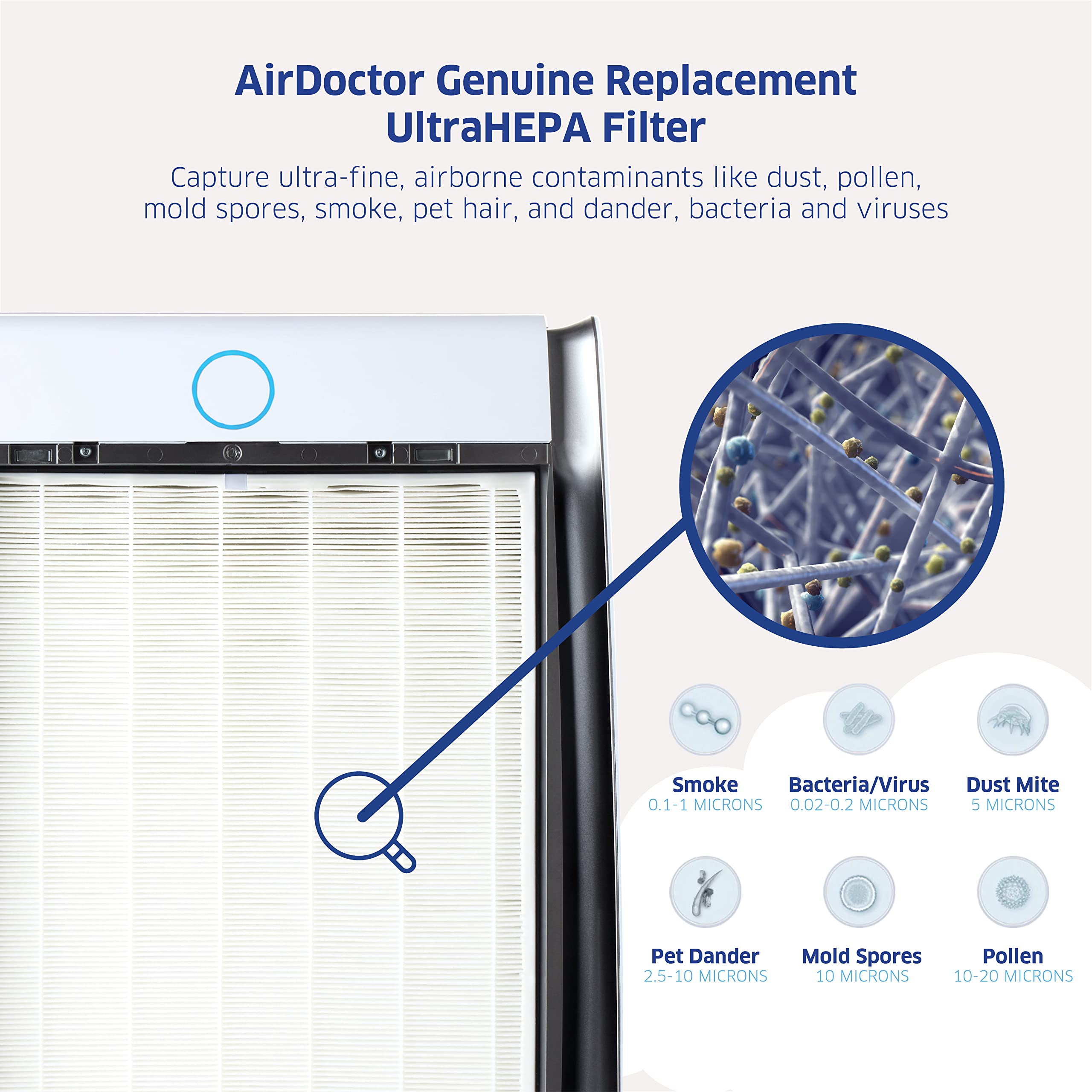 AirDoctor AD3500 installation guide showing easy filter placement.