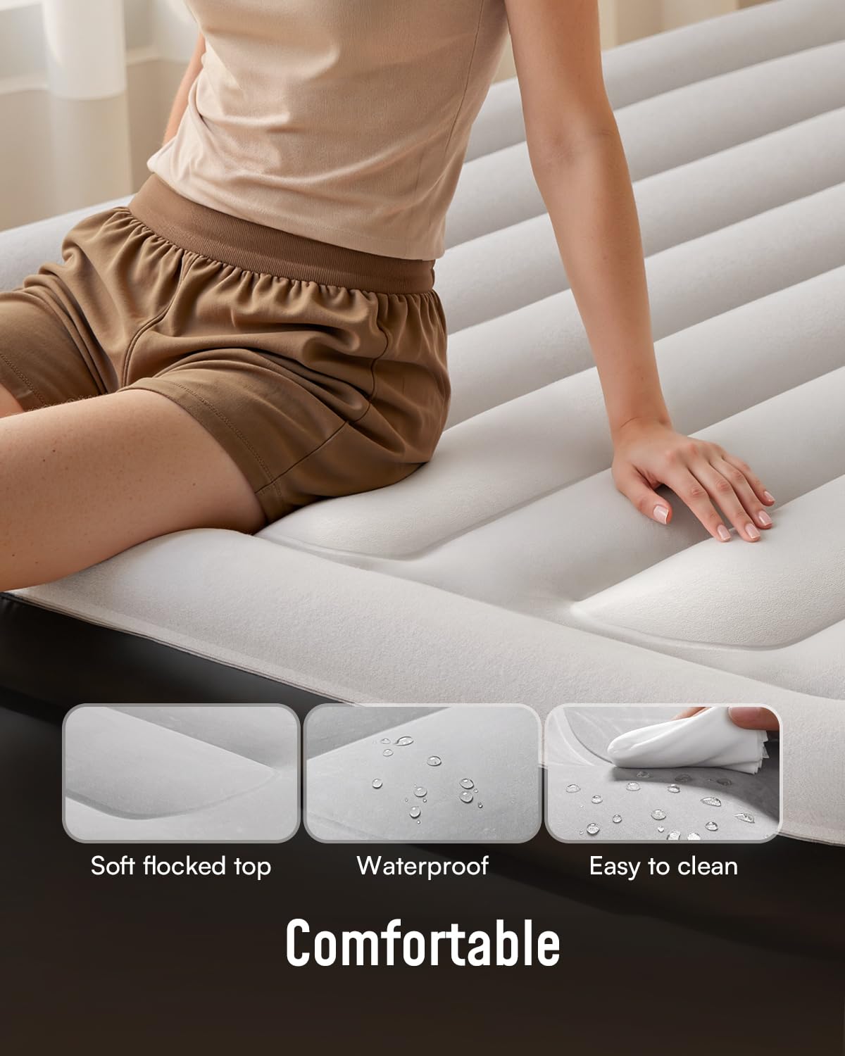 Airefina 18-inch raised inflatable mattress for elevated sleeping surface