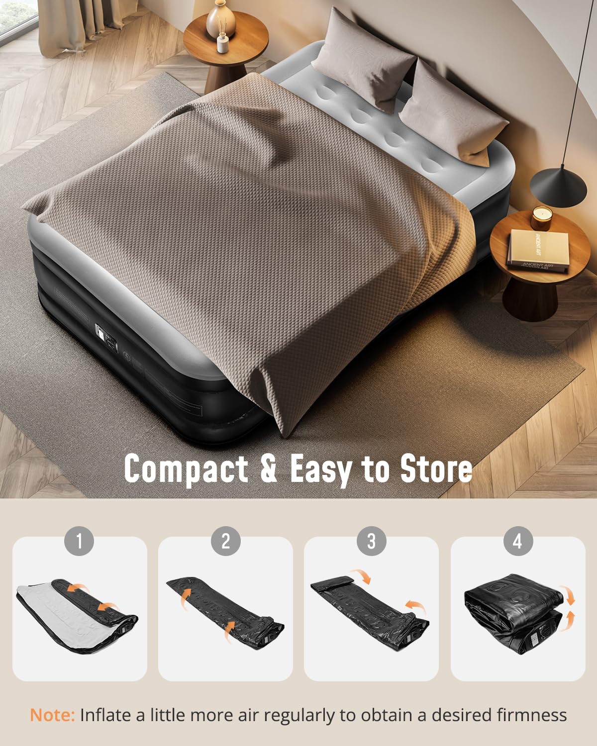 Airefina folded mattress in its portable storage bag