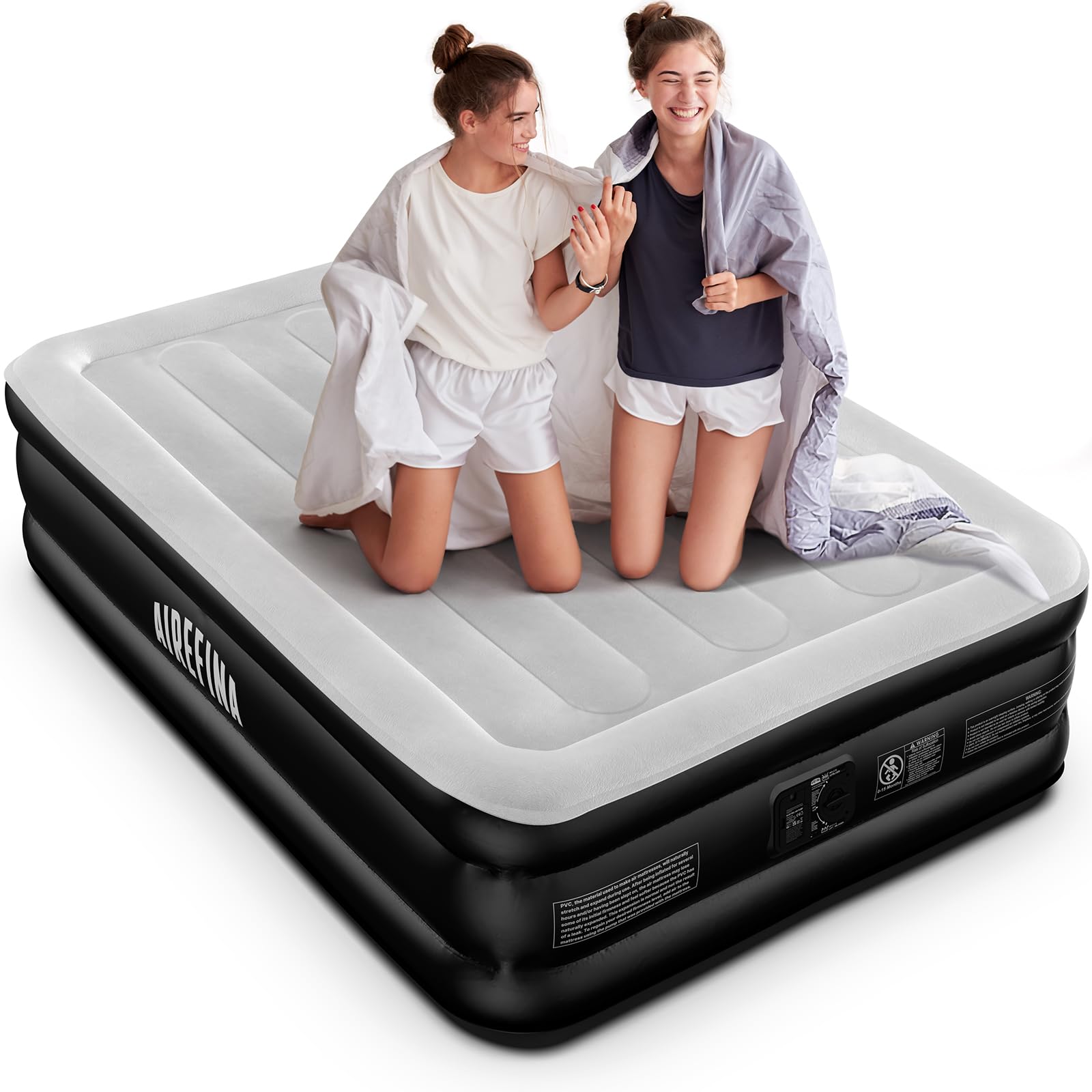 Airefina full air mattress with built-in pump for quick inflation and support