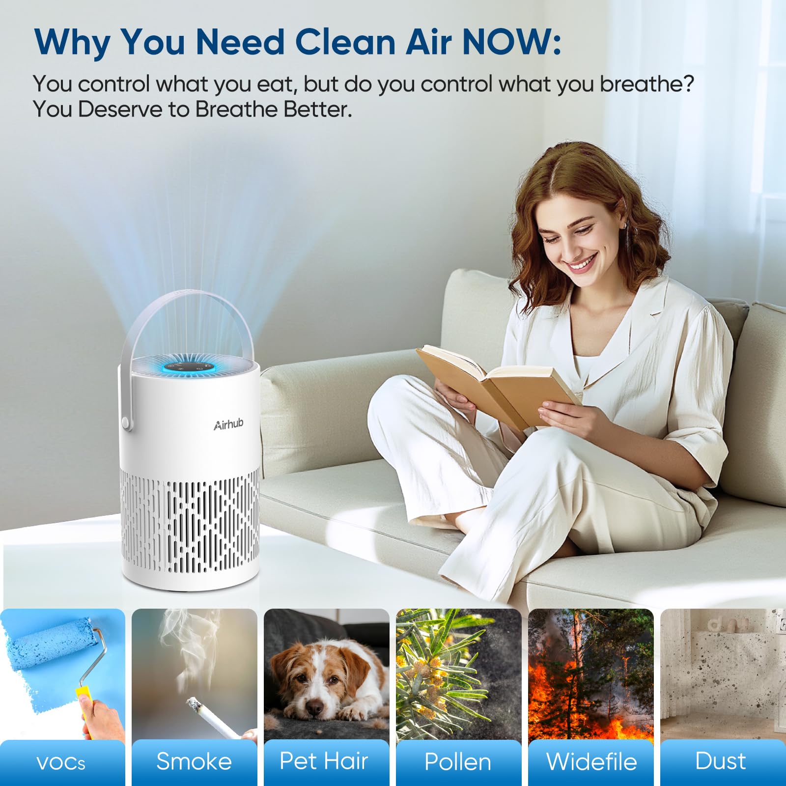 AirHub true HEPA filtration diagram shows clean air flow