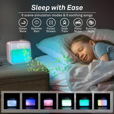 AIRIVO alarm clock doubles as a white noise machine to ease bedtime.