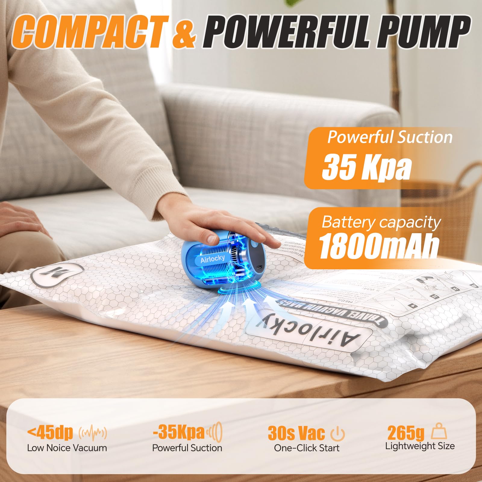 Airlocky dual-air valve enables quick deflation for faster packing