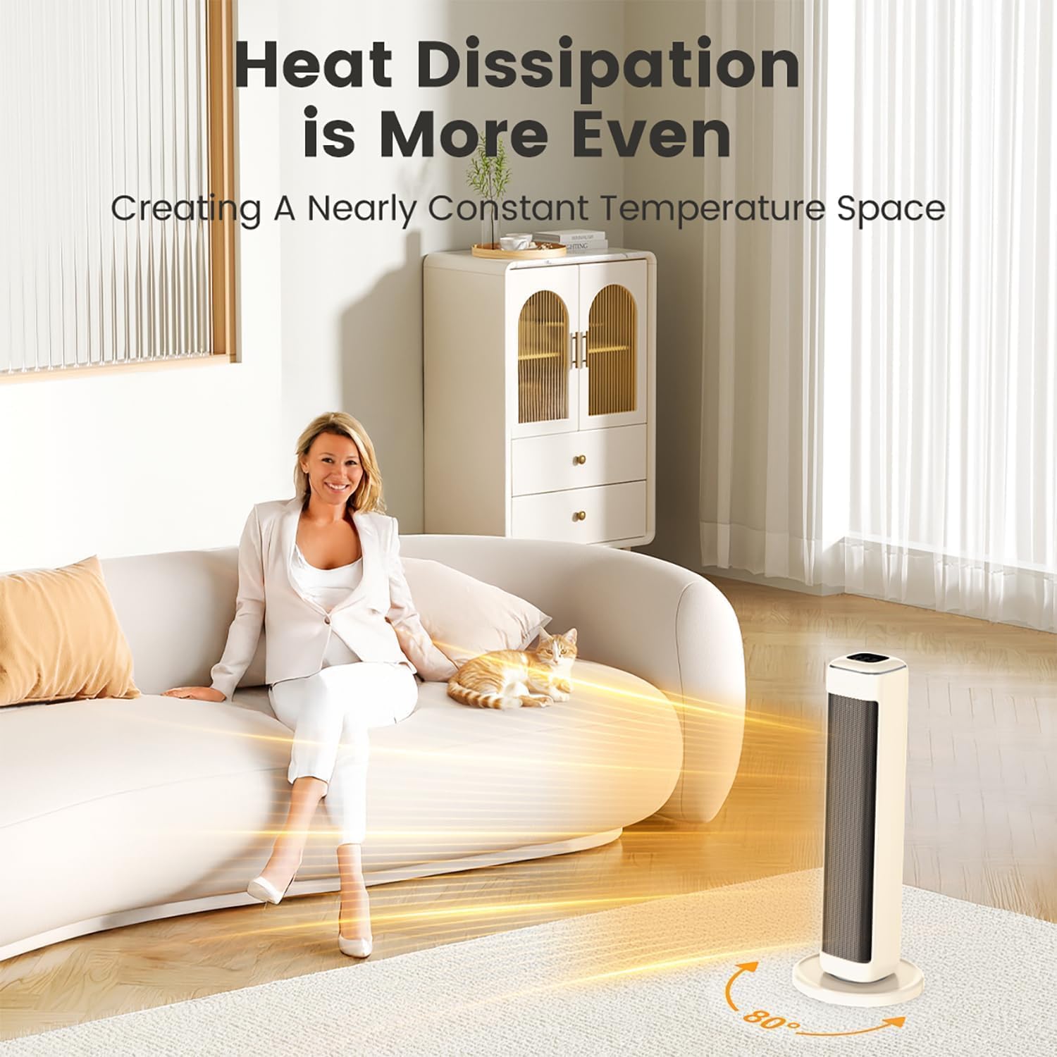 AIRMATE ceramic with metal PTC technology delivers quick, even warmth.