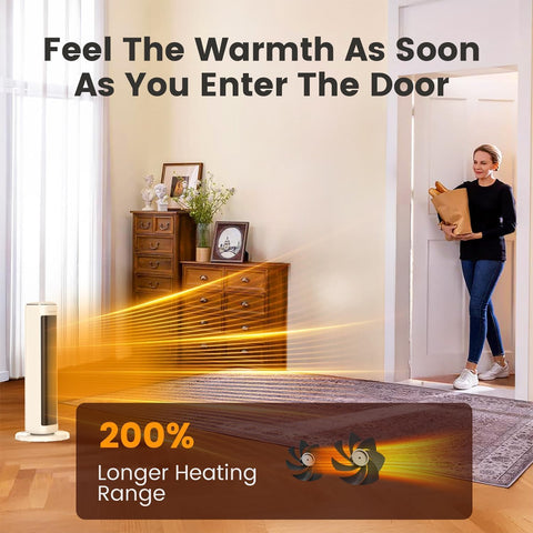AIRMATE remote-controlled heater enabling AI mode for efficient operation.