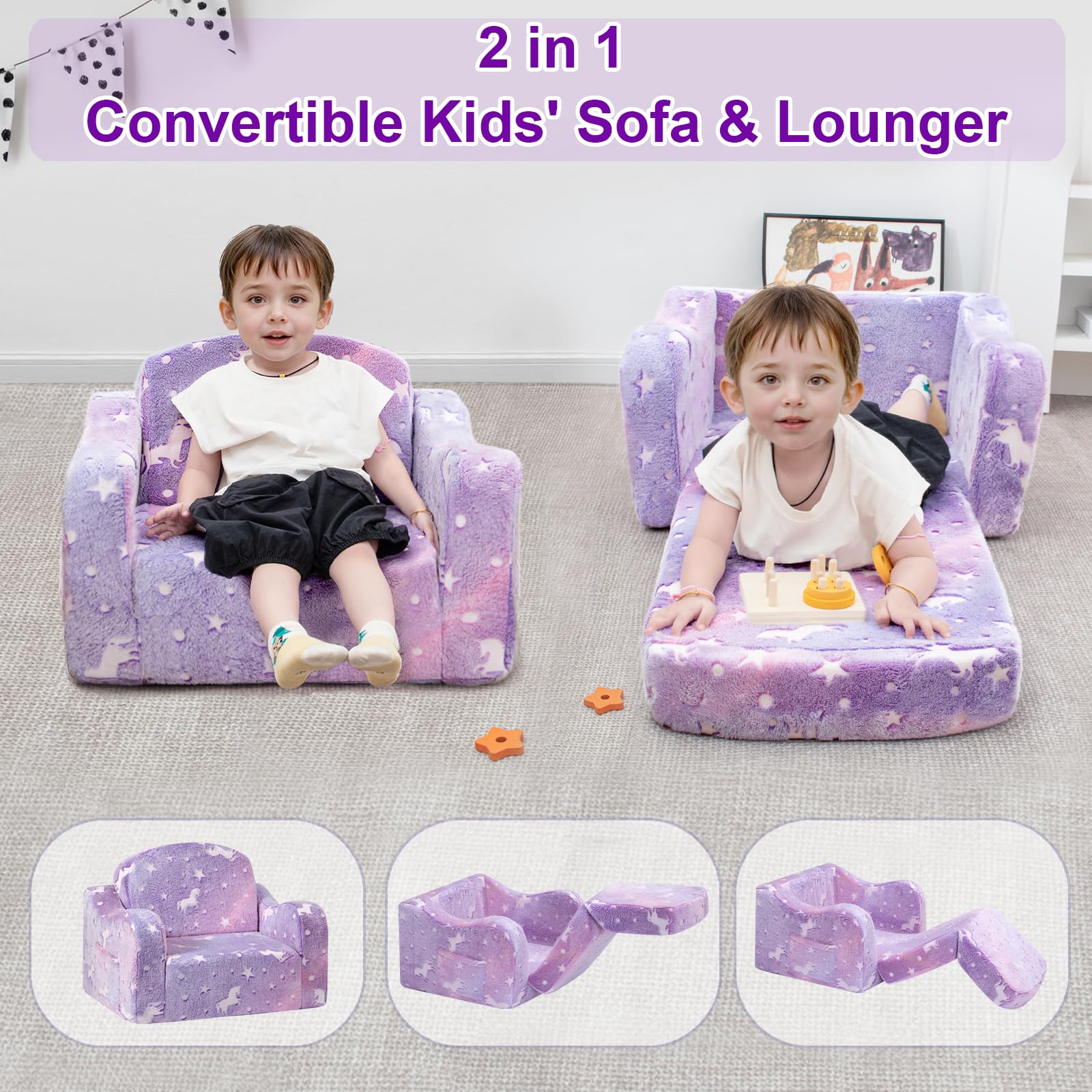 Airpanda 2-in-1 fold-out sofa chair supports play and lounging