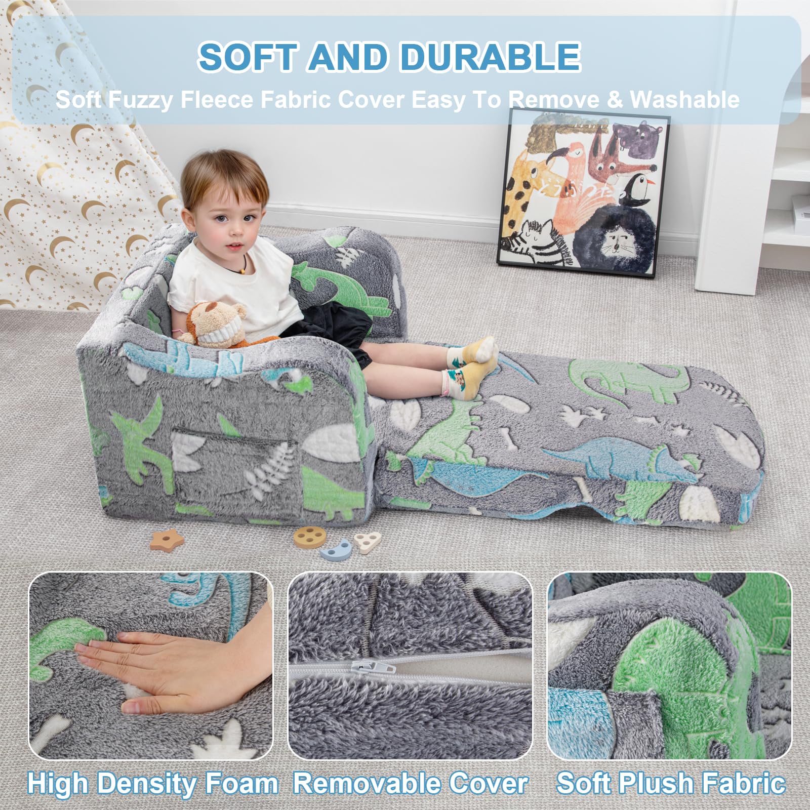 Airpanda toddler couch moves easily between playroom and bedroom