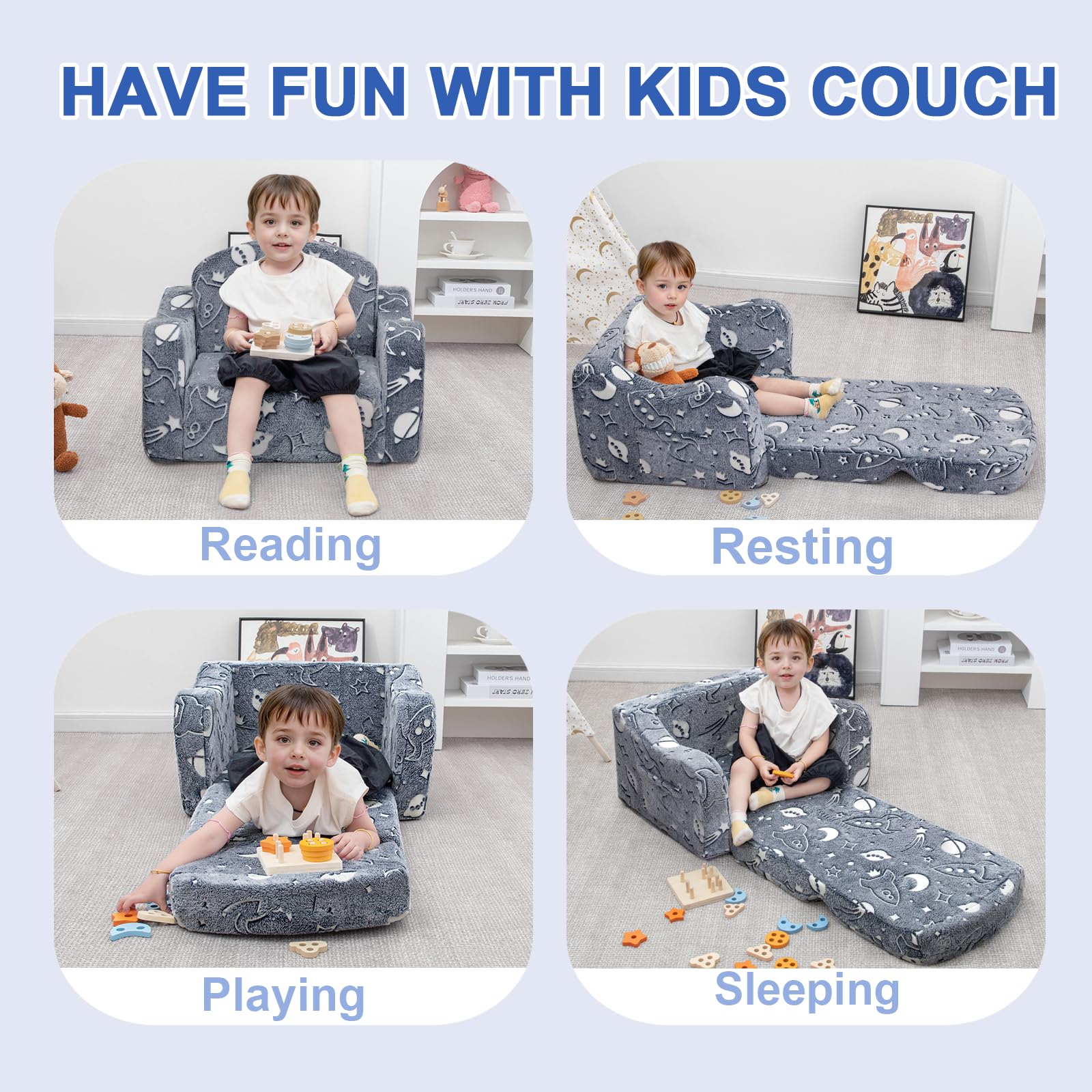 Airpanda couch with 4-inch foam core for sturdy support.