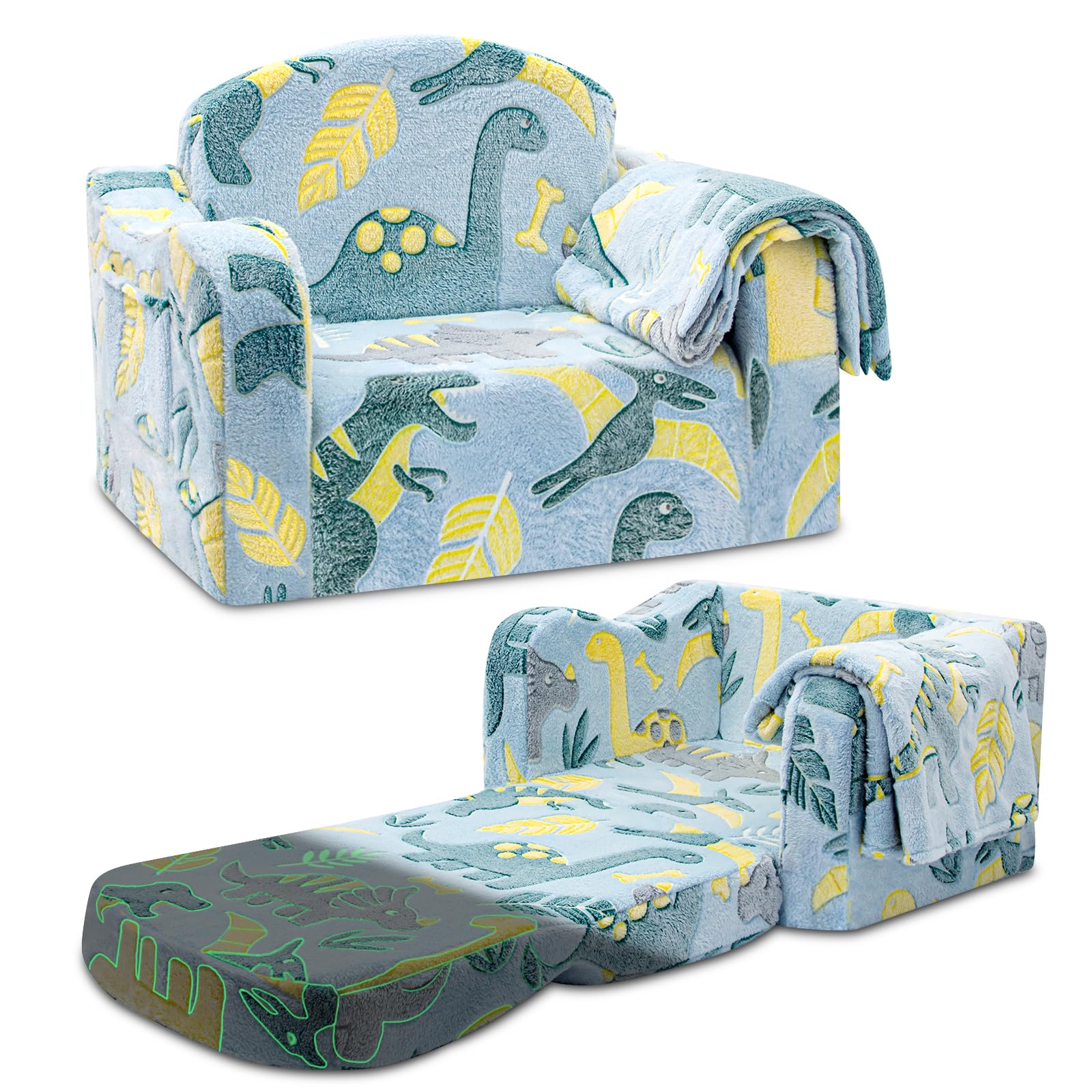 Airpanda glow dinosaur toddler chair glows softly for bedtime ambiance