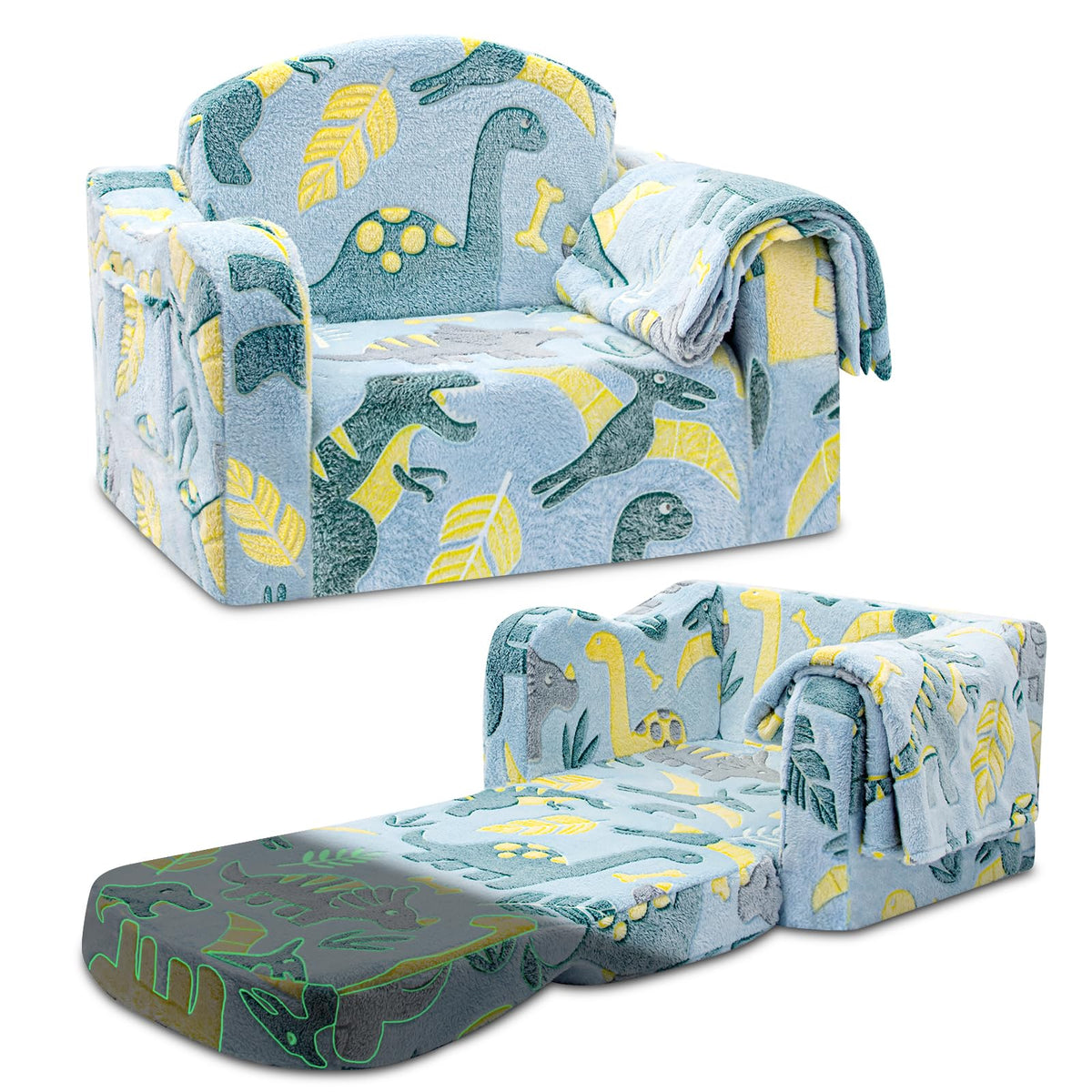 Airpanda glow dinosaur toddler chair glows softly for bedtime ambiance