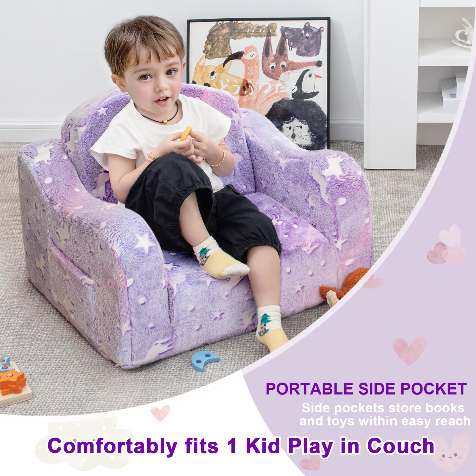 Machine-washable cover simplifies cleanup after playtime