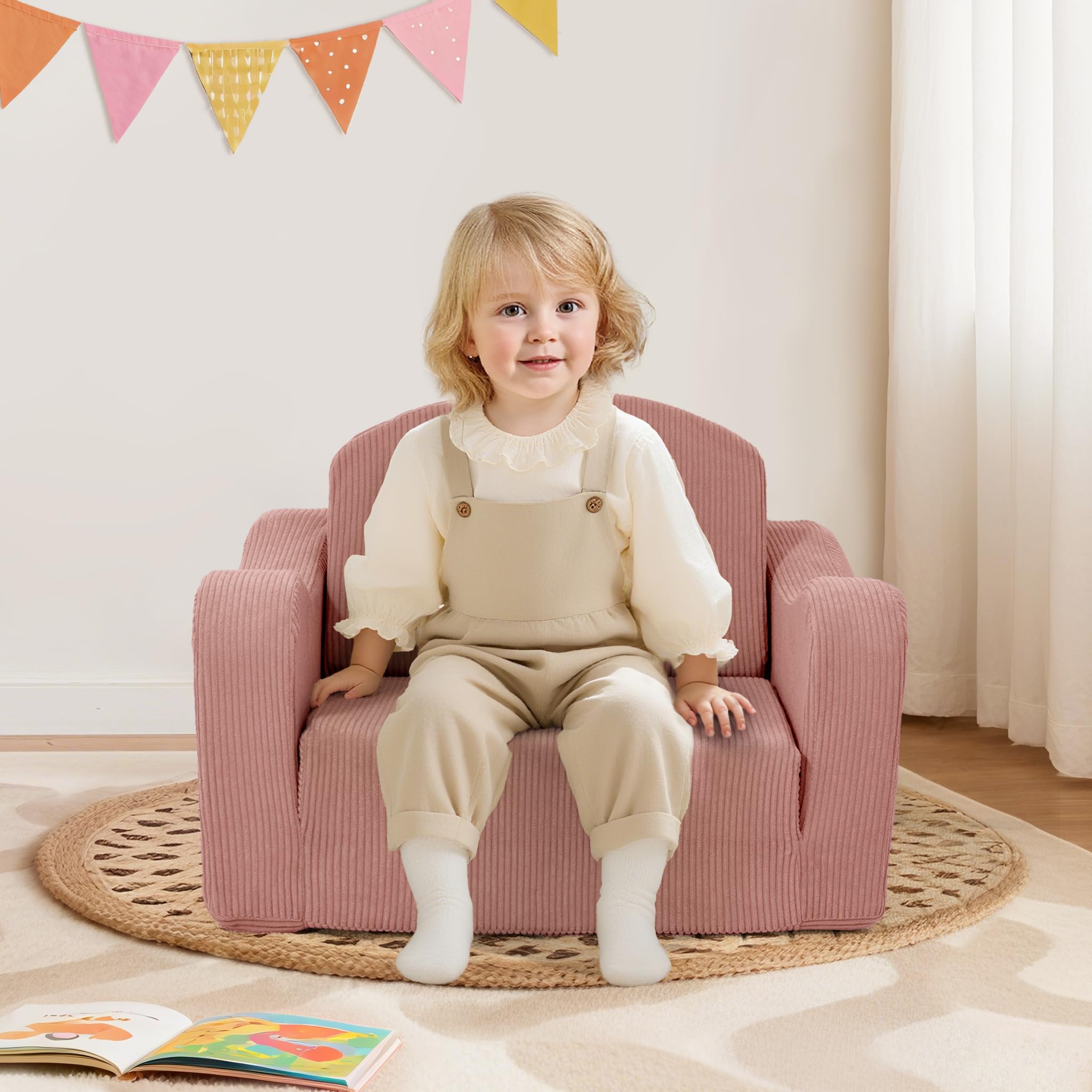 Airpanda safe design pink couch with rounded edges for worry-free use