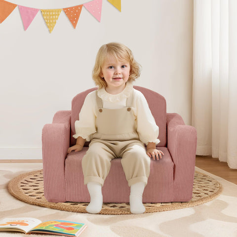 Airpanda safe design pink couch with rounded edges for worry-free use