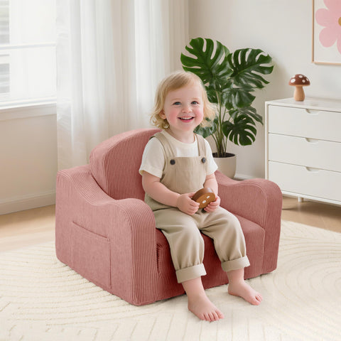 Airpanda toddler sofa fold-out pink converts for lounging after play
