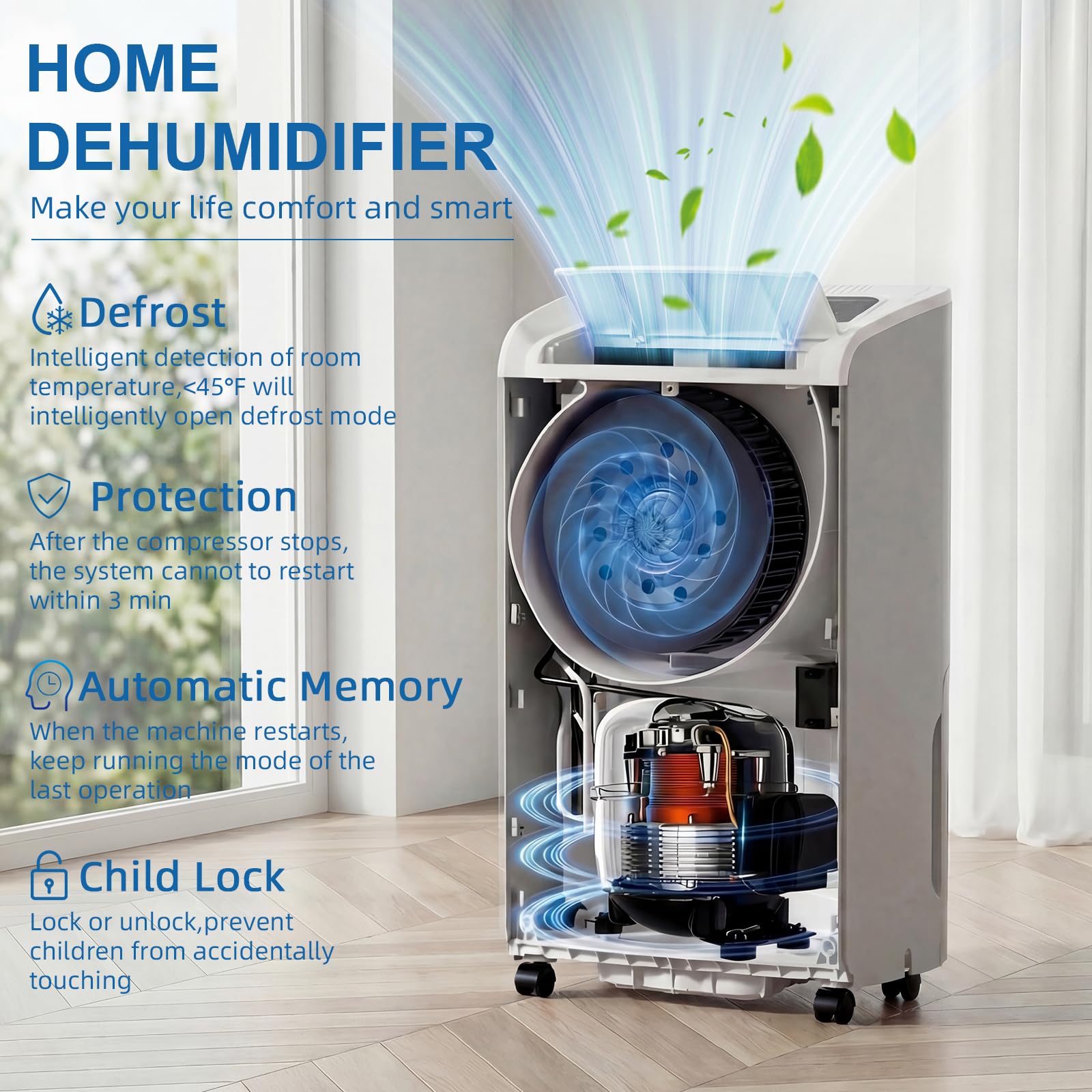 AirPlus dehumidifier with four smart modes adapts to your needs.