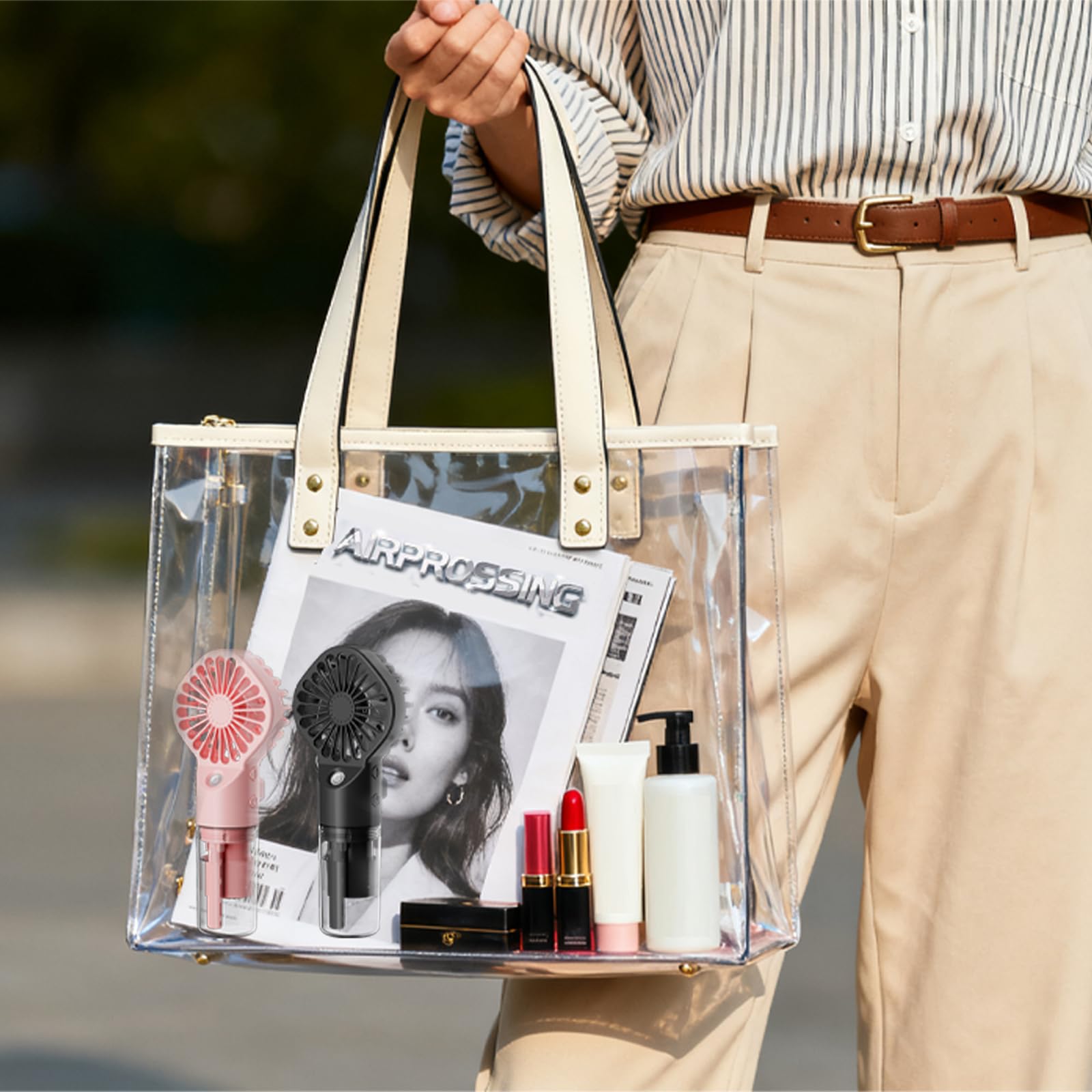 AIRPROSSING Misting Fan travel-friendly size fits in bags for on-the-go cooling.