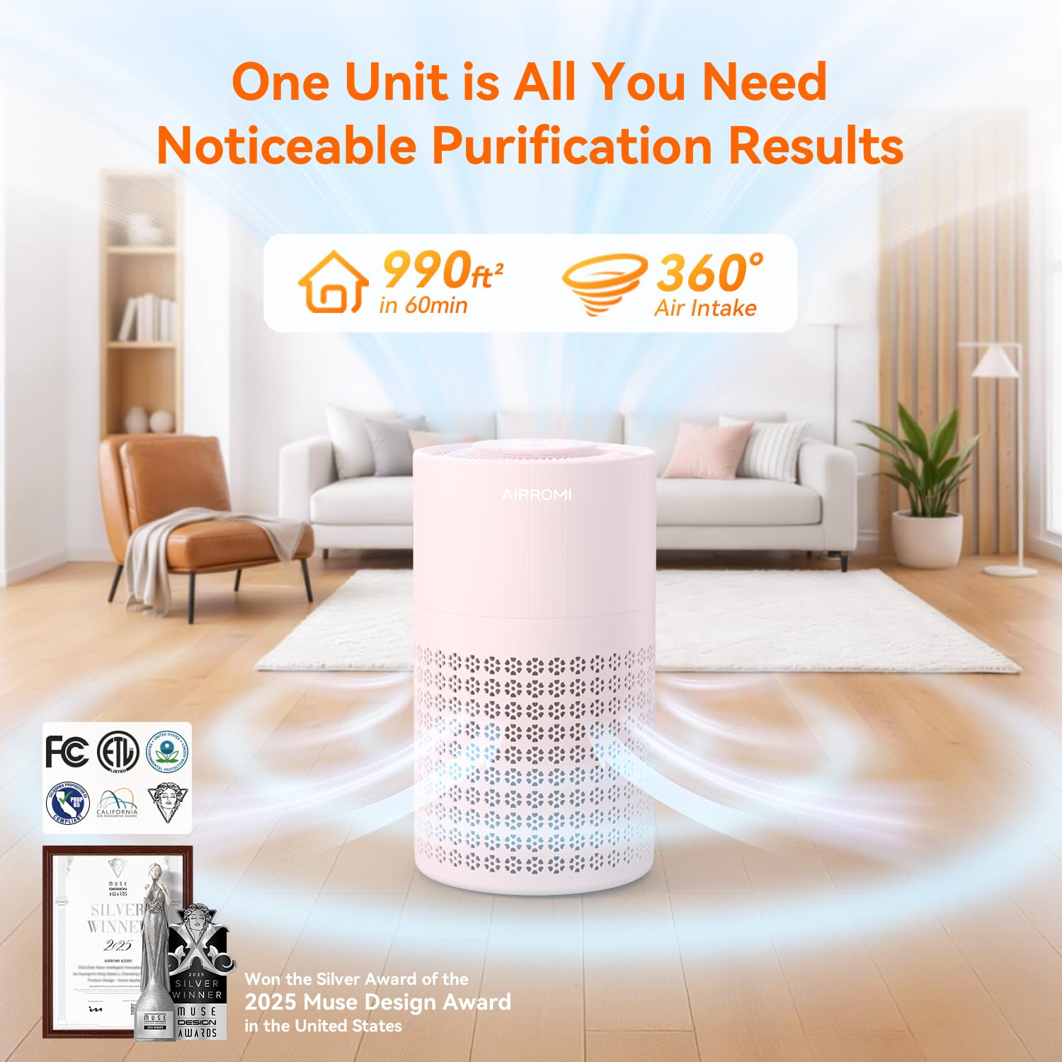 AirROMI 360-degree intake captures air from all directions.