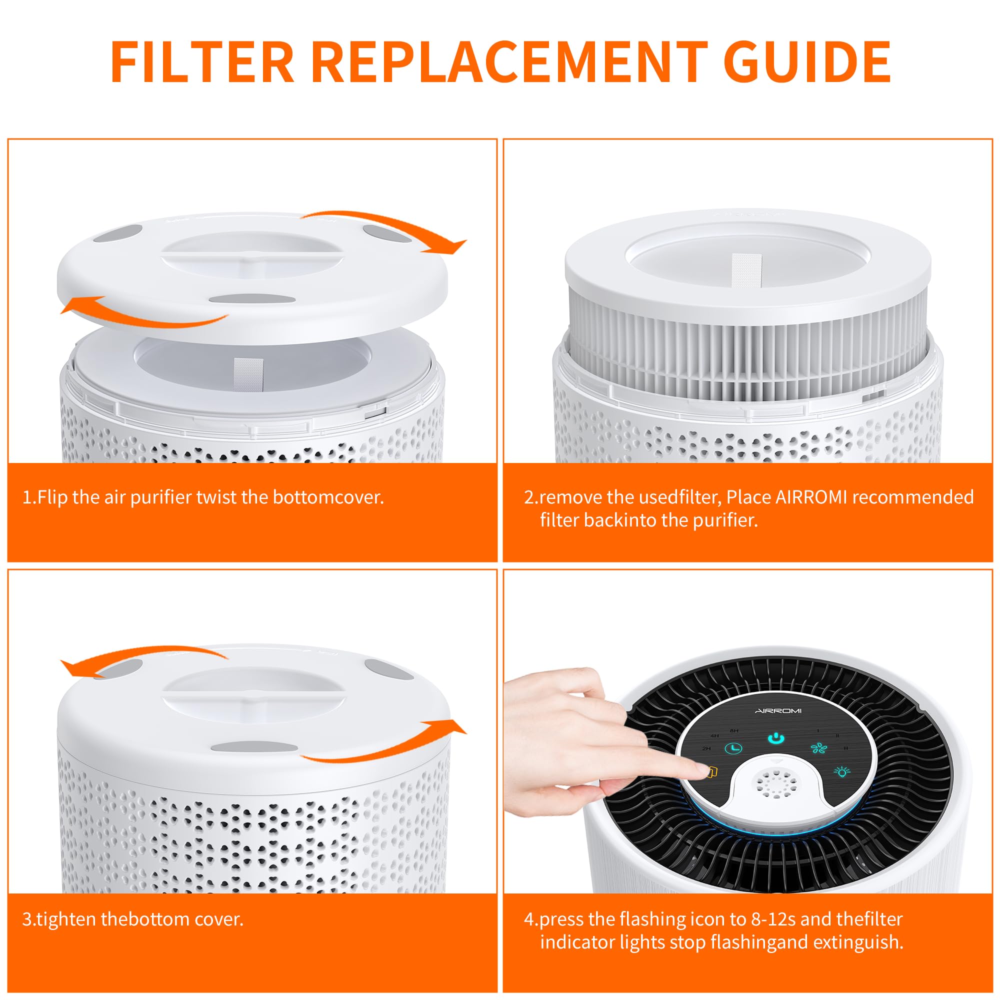User installing AirROMI A2001 filter into purifier