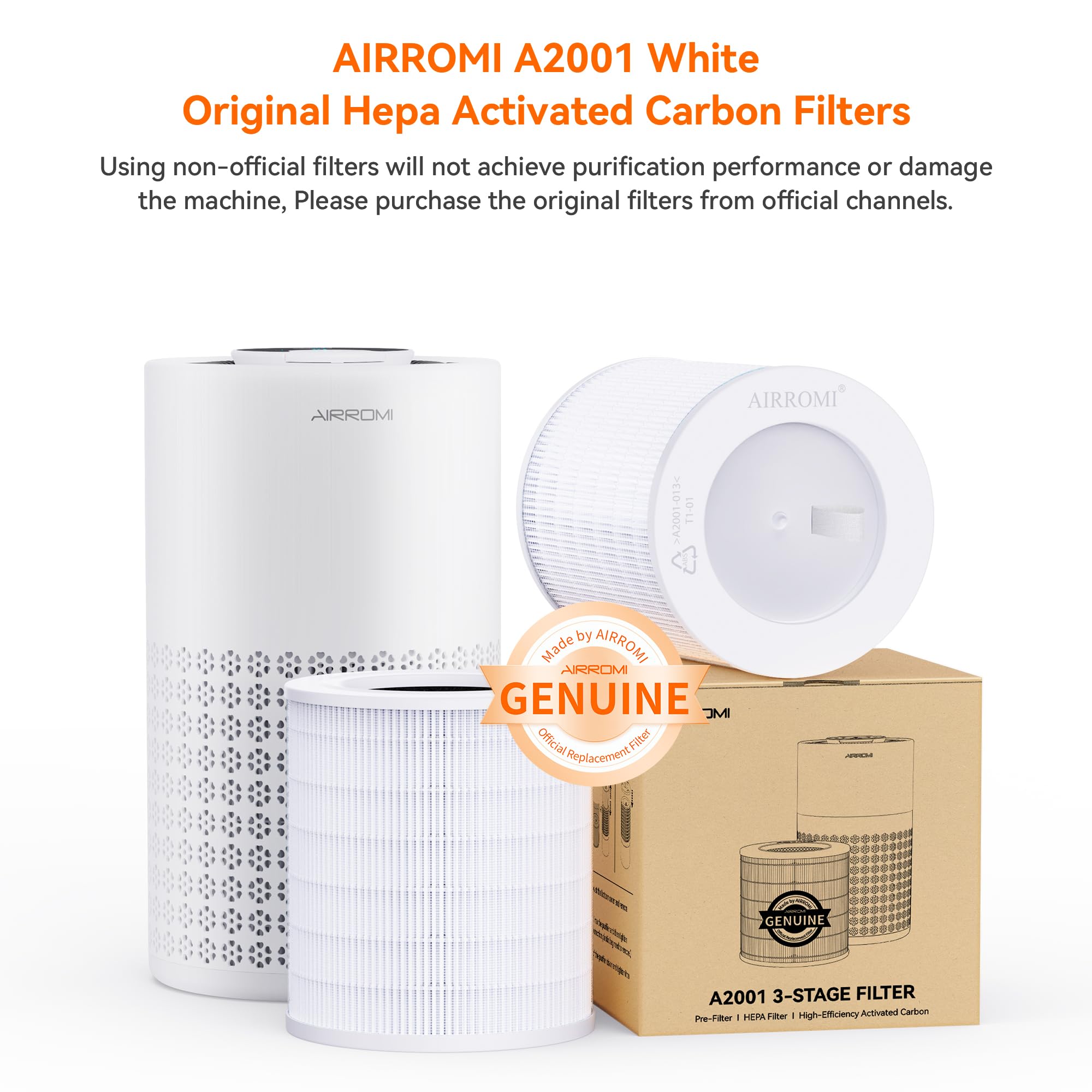 AirROMI A2001 filter packaging box highlighting two-pack value