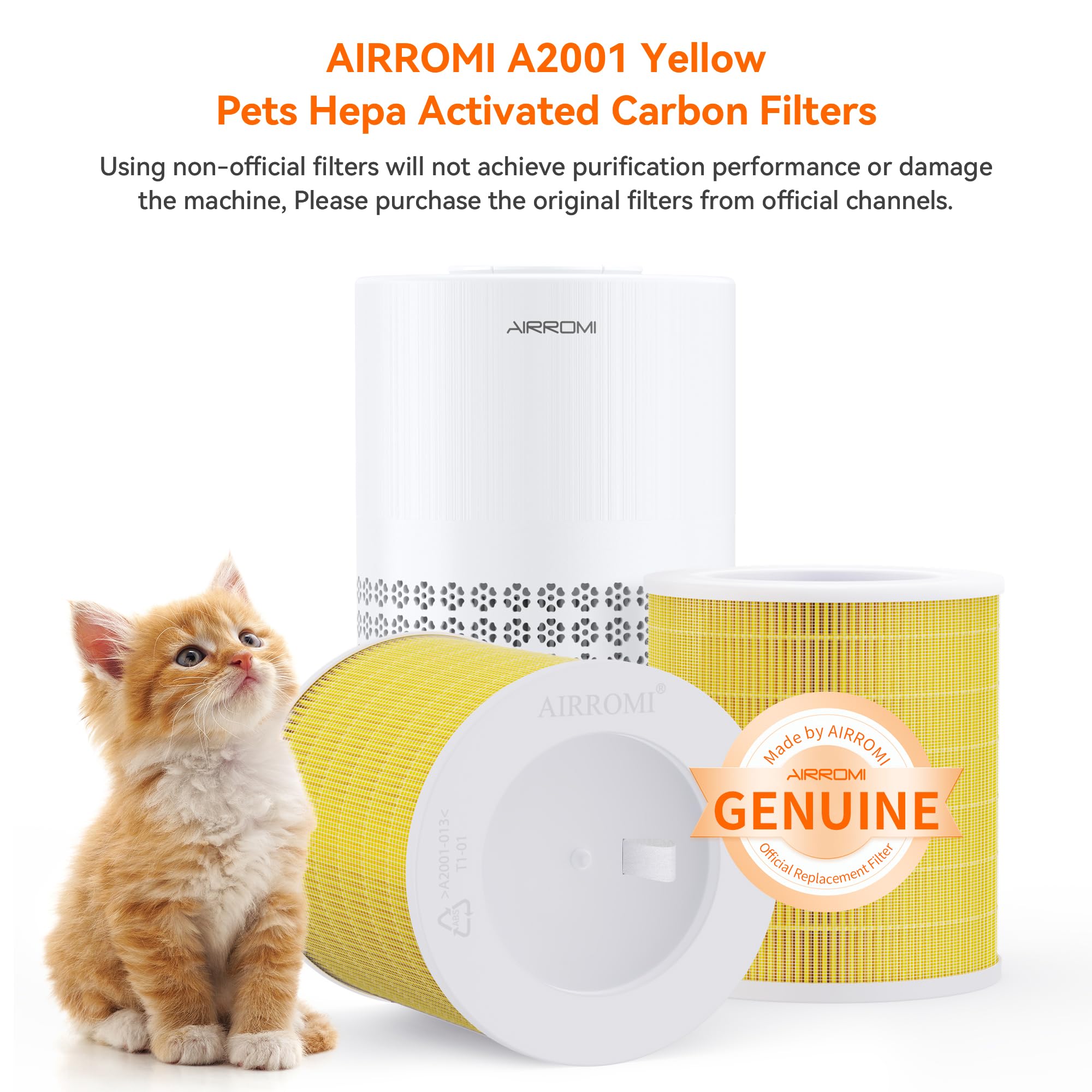 AirROMI A2001 filter side view, slim profile for easy placement